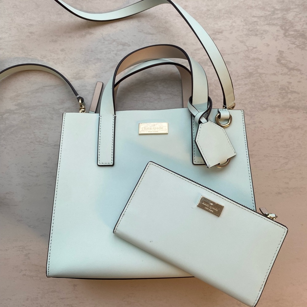 Kate Spade mint satchel with matching wallet